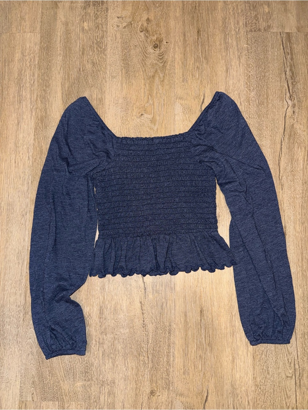Arizona Jean Company Navy Smocked Long-Sleeve Peasant Top